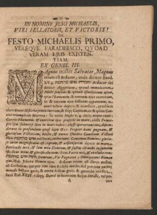 De Festo Michaelis Primo ...