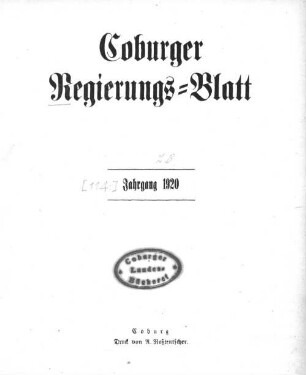 Coburger Regierungs-Blatt. 1920