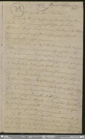 Eigenh. Briefkonzept von August Wilhelm von Schlegel an Caroline Paulus, Bonn, 18.12.1818