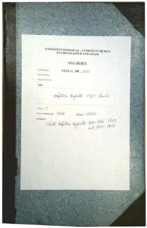 RANCHI HEADQUARTER CONGREGATION BAPTISM REGISTER