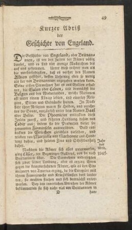 Kurzer Abriß der Geschichte von Engeland.
