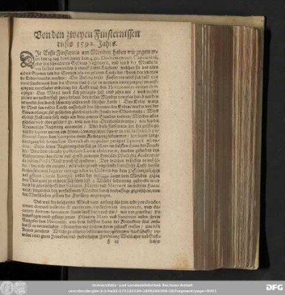 Von den zweyen Finsternissen dieses 1592. Jahrs.