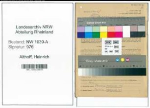Entnazifizierung Heinrich Althoff , geb. 09.04.1907 (Fleischbeschauer)