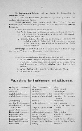 Verzeichnis der Bezeichnungen und Abkürzungen.