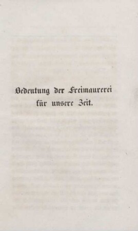 Bedeutung der Freimaurerei für unsere Zeit