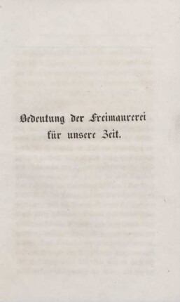 Bedeutung der Freimaurerei für unsere Zeit
