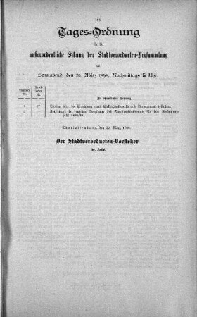 Tages-Ordnung, 26. März 1898