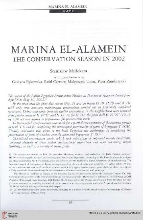 14: Marina el-Alamein : the conservation season in 2002
