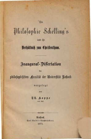 Die Philosophie Schelling's und ihr Verhältniß zum Christenthum