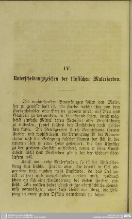 IV. Unterscheidungszeichen der käuflichen Malerfarben