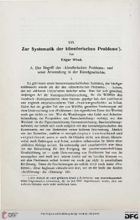 Zur Systematik der künstlerischen Probleme