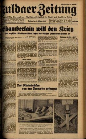 Ausgabe vom Freitag, den 13. Oktober 1939.
