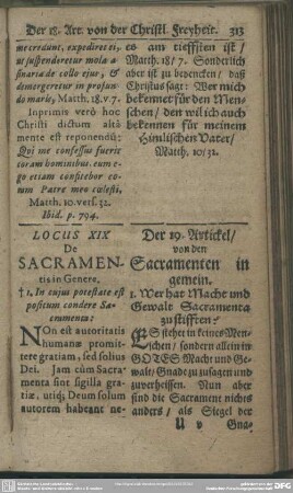 Locus XIX. De Sacramentis in Genere