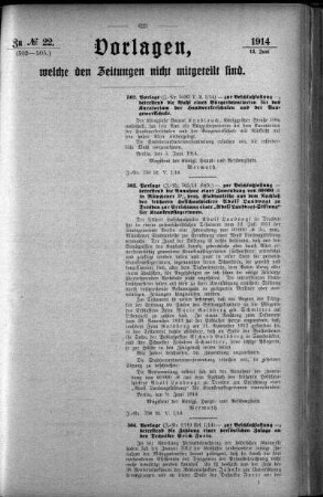 Anlage: zu No.22. (502-505.), Vorlagen, welche den Zeitungen nicht mitgeteilt sind