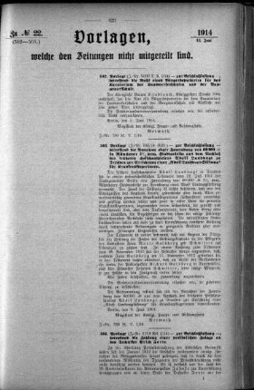 Anlage: zu No.22. (502-505.), Vorlagen, welche den Zeitungen nicht mitgeteilt sind