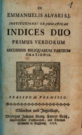 In Emmanuelis Alvari institutiones grammaticas indices 2