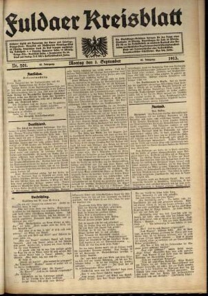 Ausgabe vom Montag, den 01. September 1913.