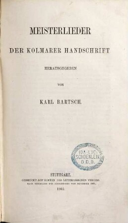 Meisterlieder der Kolmarer Handschrift