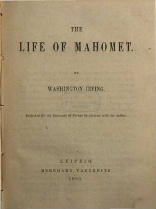 The life of Mahomet