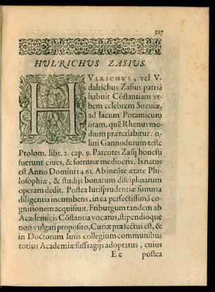 Hulrichus Zasius.