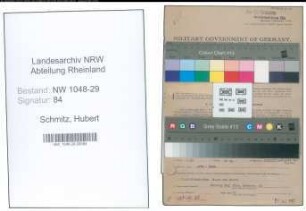 Entnazifizierung Hubert Schmitz , geb. 13.03.1897 (Beamter)