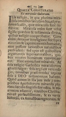 Quarta consideratio. Ex miraculis cultorum.