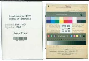 Entnazifizierung Franz Hoven , geb. 13.12.1896 (Werkmeister)