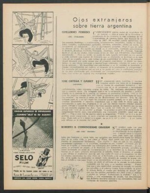 Ojos extranjeros sobre tierra argentina - Guillermo Ferrero [y] José Ortega y Gasset [y] Roberto B. Cunninghame Graham