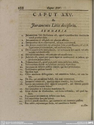 Caput XXV. De Iuramento Litis decisorio