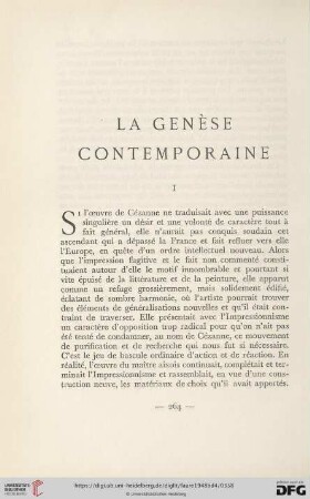 La Genèse contemporaine