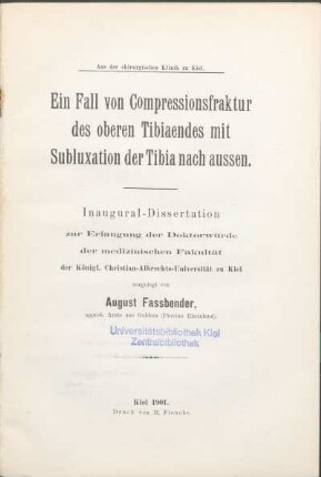 Ein Fall von Compressionsfraktur des oberen Tibiaendes mit Subluxation der Tibia nach aussen