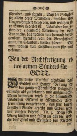 Von der Rechtfertigung eines armen Sünders für GOTT.