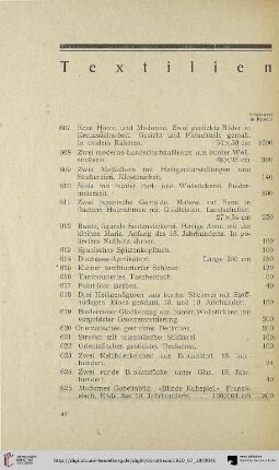 Textilien (Nr. 607-652)