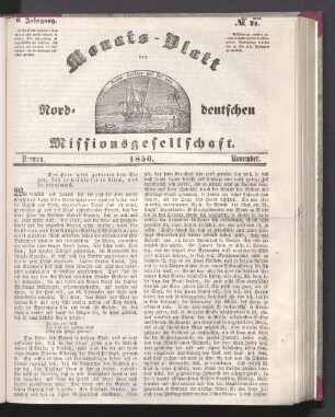 6. Jahrgang. N°. 71. Bremen. 1856. November
