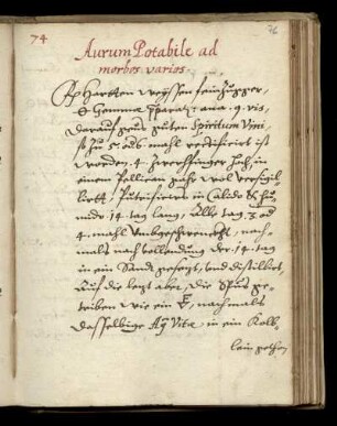 Aurum Potabile ad morbos varios, dt.