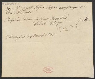 Lieferschein für "Orchesterstimmen zu Einer Aria aus Titus" : 05.11.1837