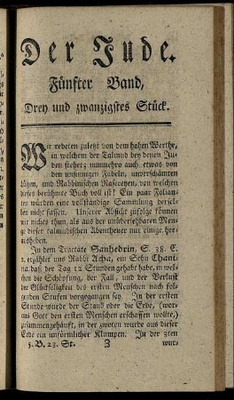 Drey und zwanzigstes Stück.