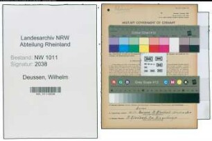 Entnazifizierung Wilhelm Deussen , geb. 26.08.1881 ()