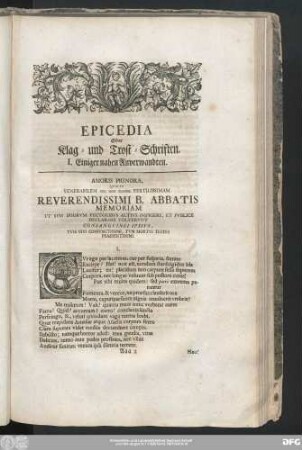 Epicedia Oder Klag- und Trost-Schriften.