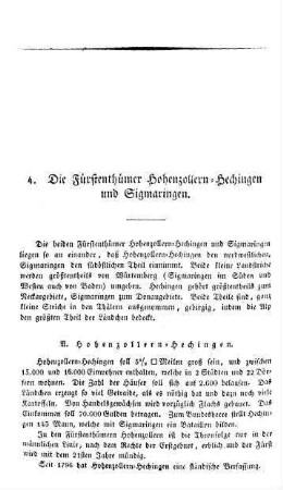 4. Die Fürstenthümer Hohenzollern-Hechingen und Sigmaringen