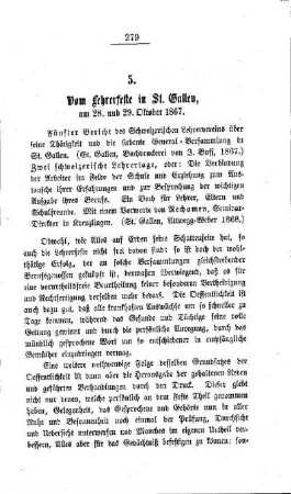 Vom Lehrerfeste in St. Gallen am 28. und 29. Oktober 1867