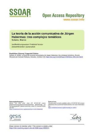 La teoría de la acción comunicativa de Jürgen Habermas: tres complejos temáticos