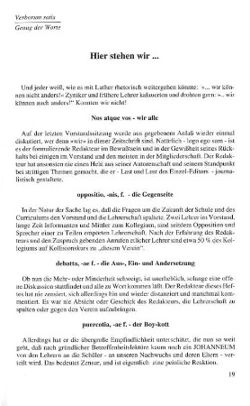 Hier stehen wir ...