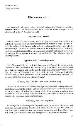 Hier stehen wir ...