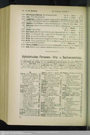 Alphabetisches Personen-, Orts- u. Sachverzeichniss