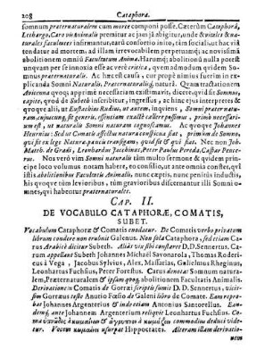 Cap. II. De Vocabulo Cataphoræ, Comatis, Subet.