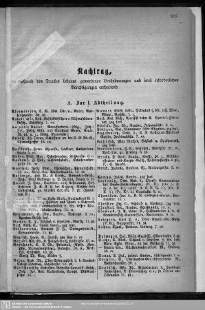 Nachtrag, die während des Drucks bekannt gewordenen Veränderungen und sonst erforderlichen Berichtigungen enthaltend.