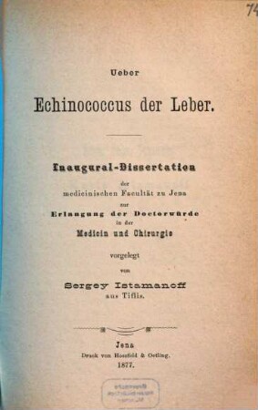 Ueber Echinicoccus der Leber