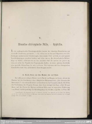 V. Einzelne chirurgische Fälle, Syphilis