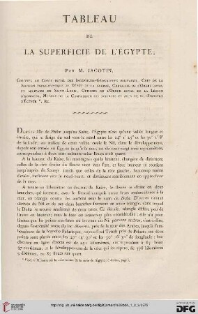 Tableau de la superficie de l'Égypte